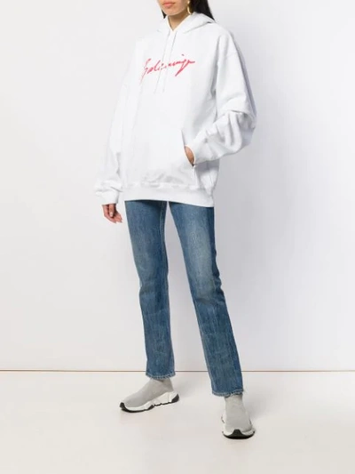 Shop Balenciaga Back Pulled Hoodie In White