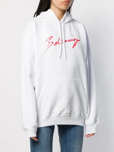 Shop Balenciaga Back Pulled Hoodie In White