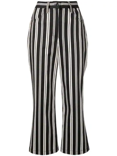 Shop Marc Jacobs Cropped Stripe Trousers In Black