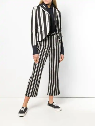 Shop Marc Jacobs Cropped Stripe Trousers In Black