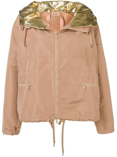 Shop N°21 Metallic Hood Jacket In Neutrals