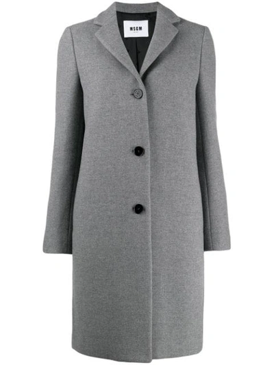 Shop Msgm Classic Style Coat In 98 Grey  Melange