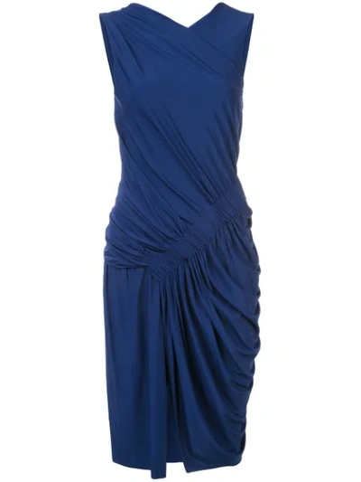 Shop Jason Wu Collection Gathered Sleeveless Dress In Blue