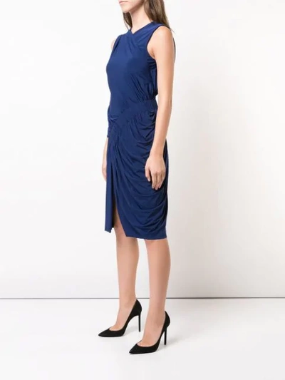 Shop Jason Wu Collection Gathered Sleeveless Dress In Blue