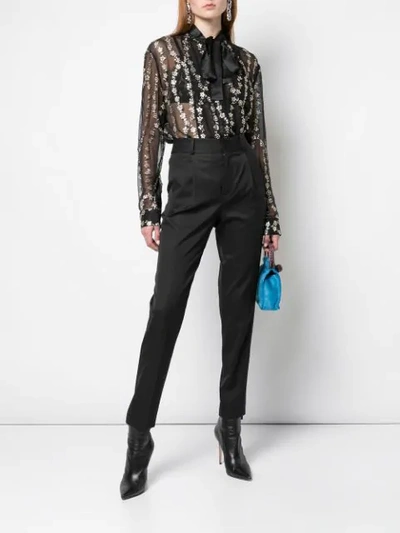Shop Haider Ackermann Floral Embroidery Sheer Blouse In Black