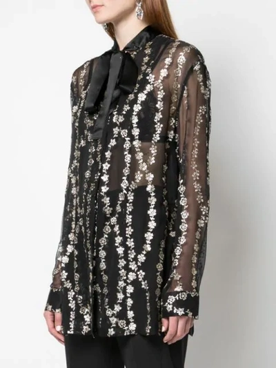 Shop Haider Ackermann Floral Embroidery Sheer Blouse In Black