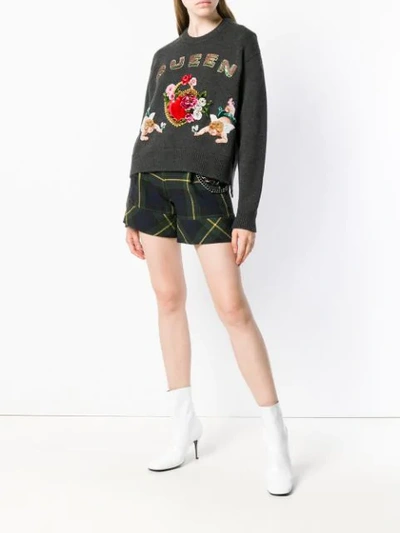 Shop Dolce & Gabbana Intarsia Knit Embellished Sweater In N1254 Grey