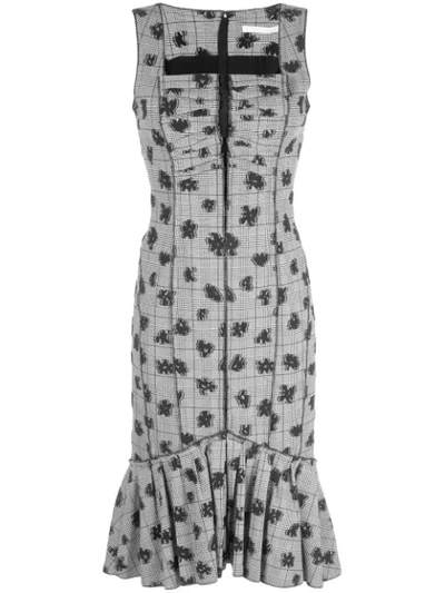 Shop Jason Wu Collection Floral Check Print Dress In Black