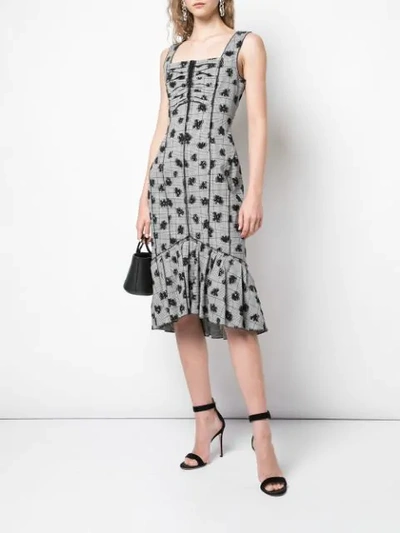 Shop Jason Wu Collection Floral Check Print Dress In Black