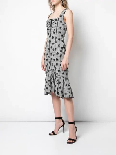 Shop Jason Wu Collection Floral Check Print Dress In Black