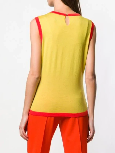 Shop Versace Printed Sweater Vest In Yellow