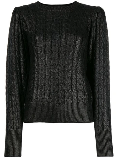 Shop Msgm Metallic Cable Knit Sweater In Black