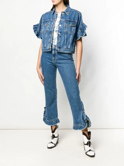 Shop Msgm Cropped Leg Jeans In Blue