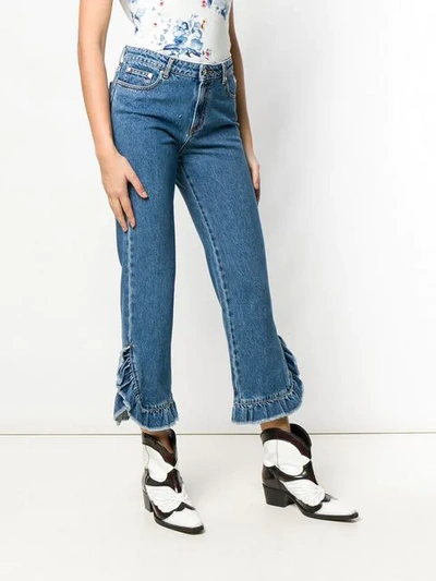 Shop Msgm Cropped Leg Jeans In Blue