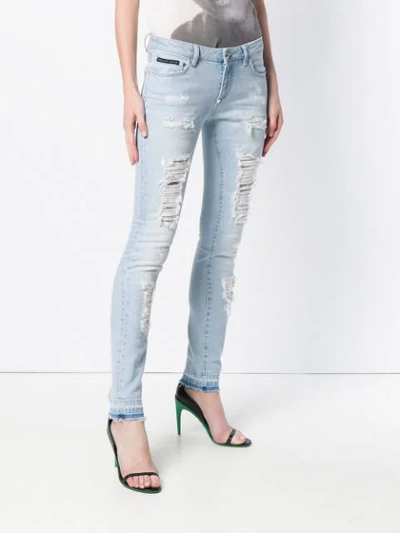 Shop Philipp Plein Skinny-jeans Mit Taschen In Blue