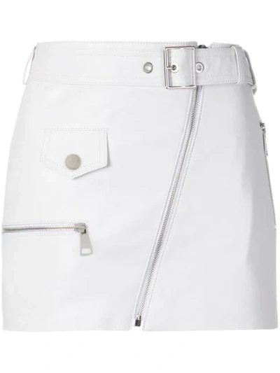 Shop Manokhi Zipped Leather Skirt In White