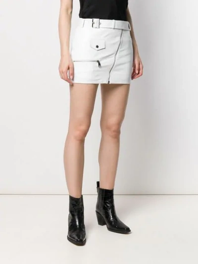 Shop Manokhi Zipped Leather Skirt In White