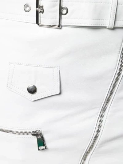 Shop Manokhi Zipped Leather Skirt In White