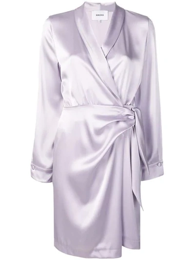 Shop Nanushka Wrap Front Short Dress In Purple