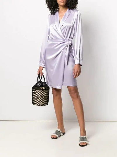 Shop Nanushka Wrap Front Short Dress In Purple