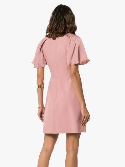 Shop Roksanda Nia Pleated Sleeve Mini Dress In Pink