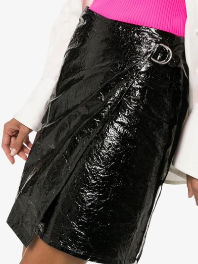 Shop Helmut Lang Vinyl Wrap Skirt In Black