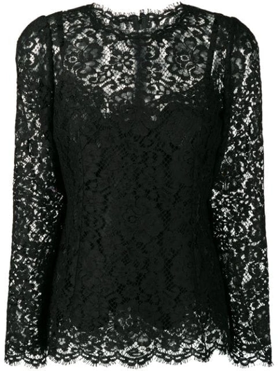 Shop Dolce & Gabbana Lace Blouse In Black