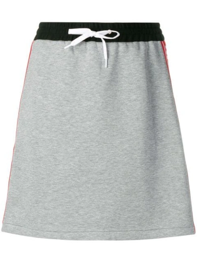 Shop Miu Miu Logo Band Short Skirt In Grey