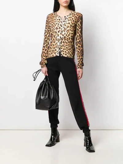 Shop Moschino Leopard Printed Cardigan In Neutrals