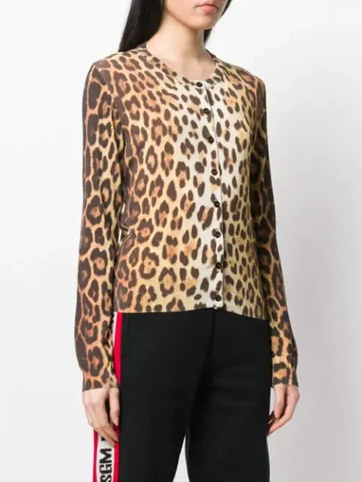 Shop Moschino Leopard Printed Cardigan In Neutrals