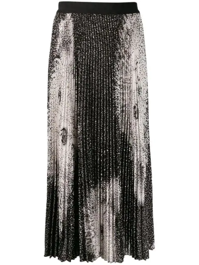 Shop Msgm Printed Pleated Skirt In Black