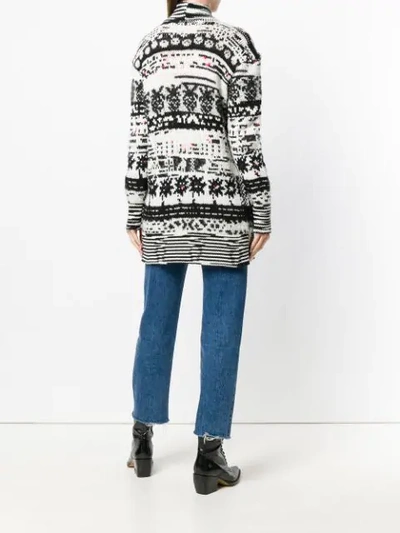 Shop Missoni Pixelated Pattern Cardigan In White