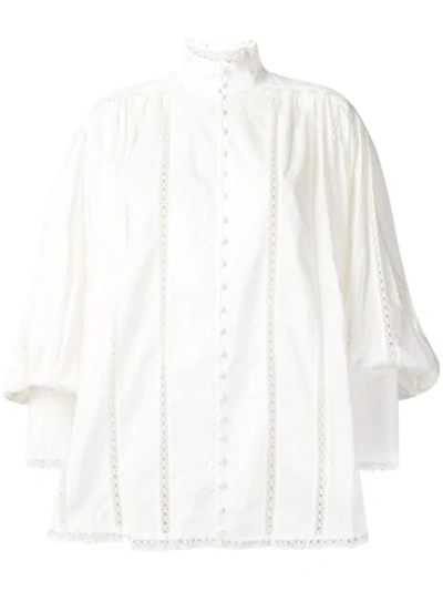 Shop Zimmermann Lace Smock Blouse In White