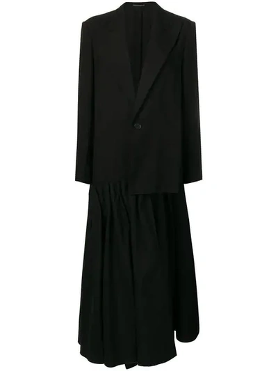 Shop Yohji Yamamoto Asymmetric Blazer Coat In Black