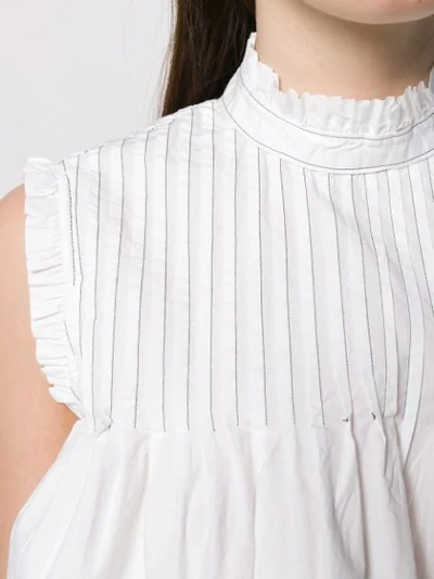 GANNI PLEATED DETAIL TOP - 白色