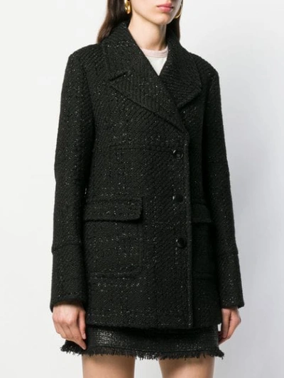 Shop Pinko Sparkle Detail Tweed Jacket In Black