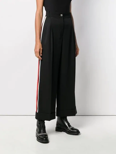 Shop Alexander Mcqueen Contrast Side Band Trousers In Black