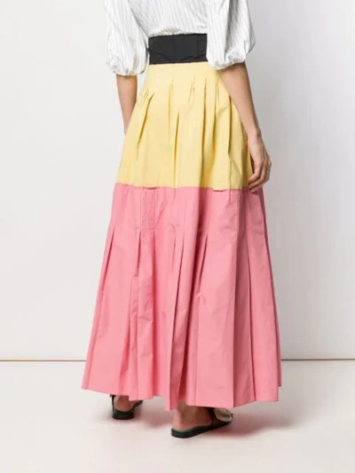 Shop Plan C Colour Block Maxi Skirt In Yellow
