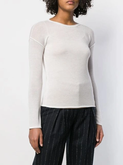 Shop Fine Edge Fine Knit Sweater In White