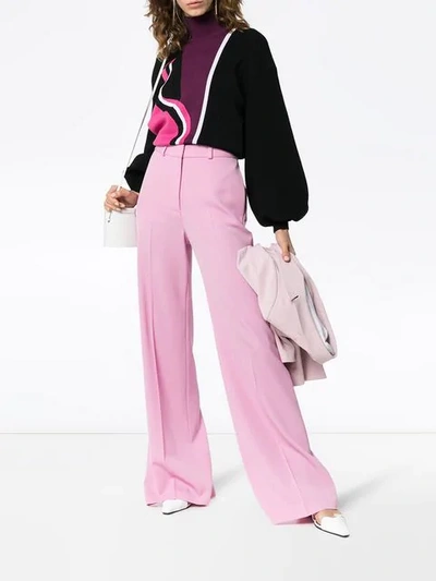 Shop Stella Mccartney Slit Hem Tailored Wool Trousers In 5860 Pink
