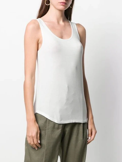 Shop Majestic Sleeveless Round Neck Top In White