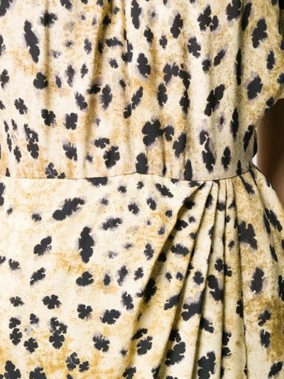 Shop Prada Animal Print Gathered Waist Dress In F0q1o Vaniglia+nero