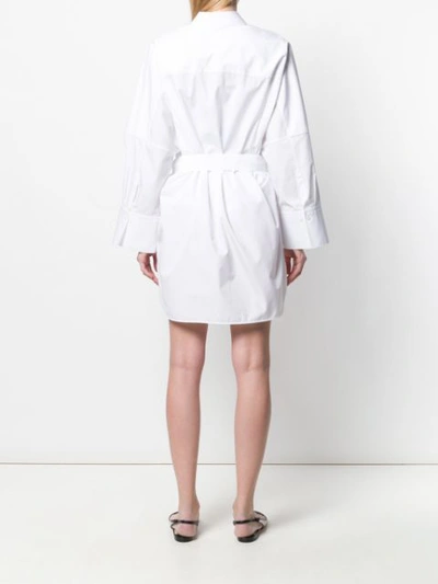 Shop Neil Barrett Belted Shirt Dress In White