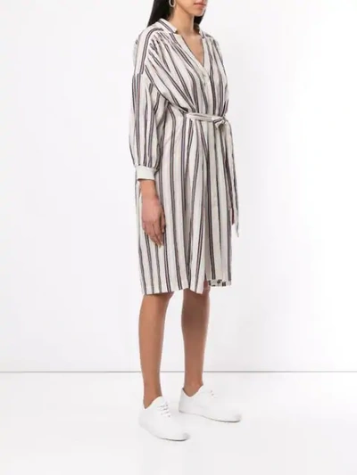 Shop Frei Ea Striped Drop Shoulder Dress In White