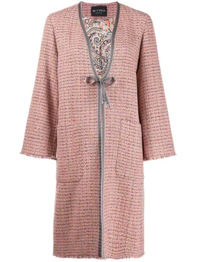 Shop Etro Tweed Coat In 750 Multicolor