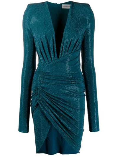 Shop Alexandre Vauthier Glass-embellished Asymmetric Dress In Blue