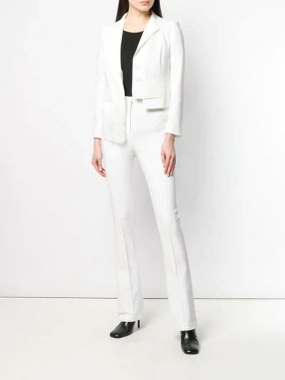 Shop Patrizia Pepe Fringe Detail Blazer In White