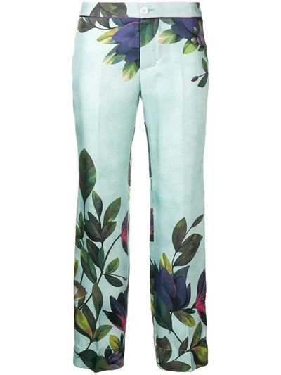 Shop F.r.s For Restless Sleepers Floral Cropped Trousers In 151 Multi Blue
