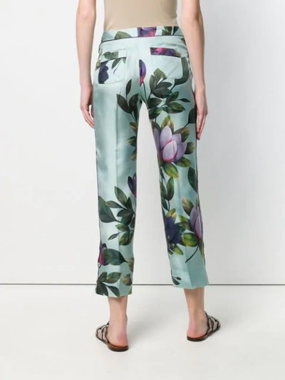 Shop F.r.s For Restless Sleepers Floral Cropped Trousers In 151 Multi Blue