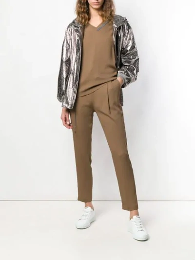 Shop Fabiana Filippi Tailored Track Pants In Brown